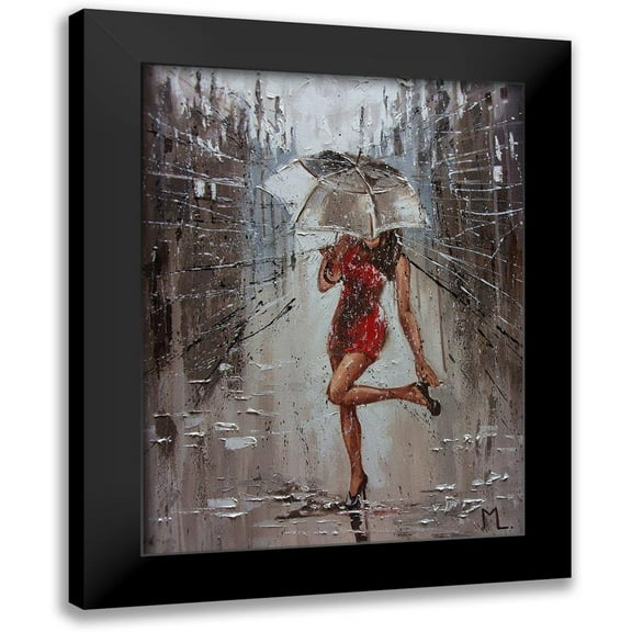 Luniak, Monika 12x14 Black Modern Framed Museum Art Print Titled - Rain Street Spring