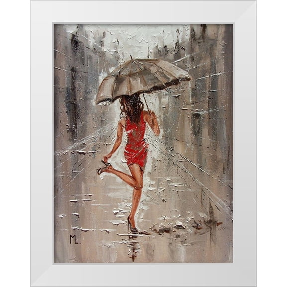 Luniak, Monika 12x14 White Modern Wood Framed Museum Art Print Titled - Spring Rainy Street