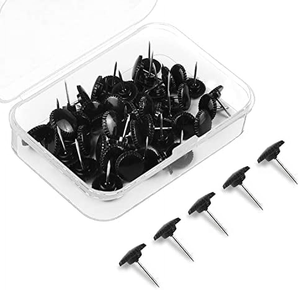 Lunies 50 PCS Black Plastic Push Pins, Thumb Tacks for Wall, Wall Pins