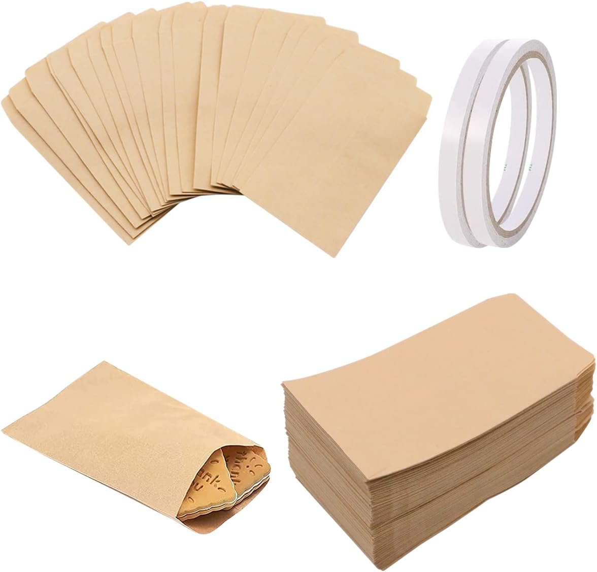 Luniquz 100 Pcs Small Kraft Paper Bag, Brown Seed Bag, Kraft Seed Bag 6 ...