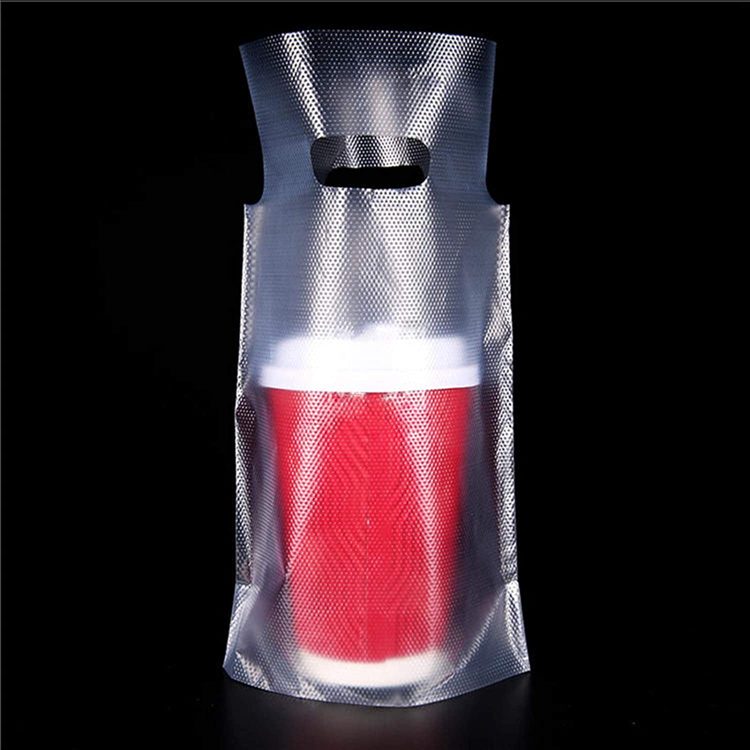 Luniquz 100pcs Drink Carrier for Delivery, Plastic Drink Packaging Bags Single Cup for Delivery, Take Out/Drink Cups/Beverage/Coffee/Tea/Juice