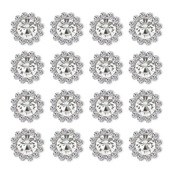 Luniquz 200 pcs Rhinestone Embellishments Crystal Button Flatback DIY Craft for Flower Headband Dress Christmas Decoration Accessory 12mm (200 PCS Silver Rhinestone)