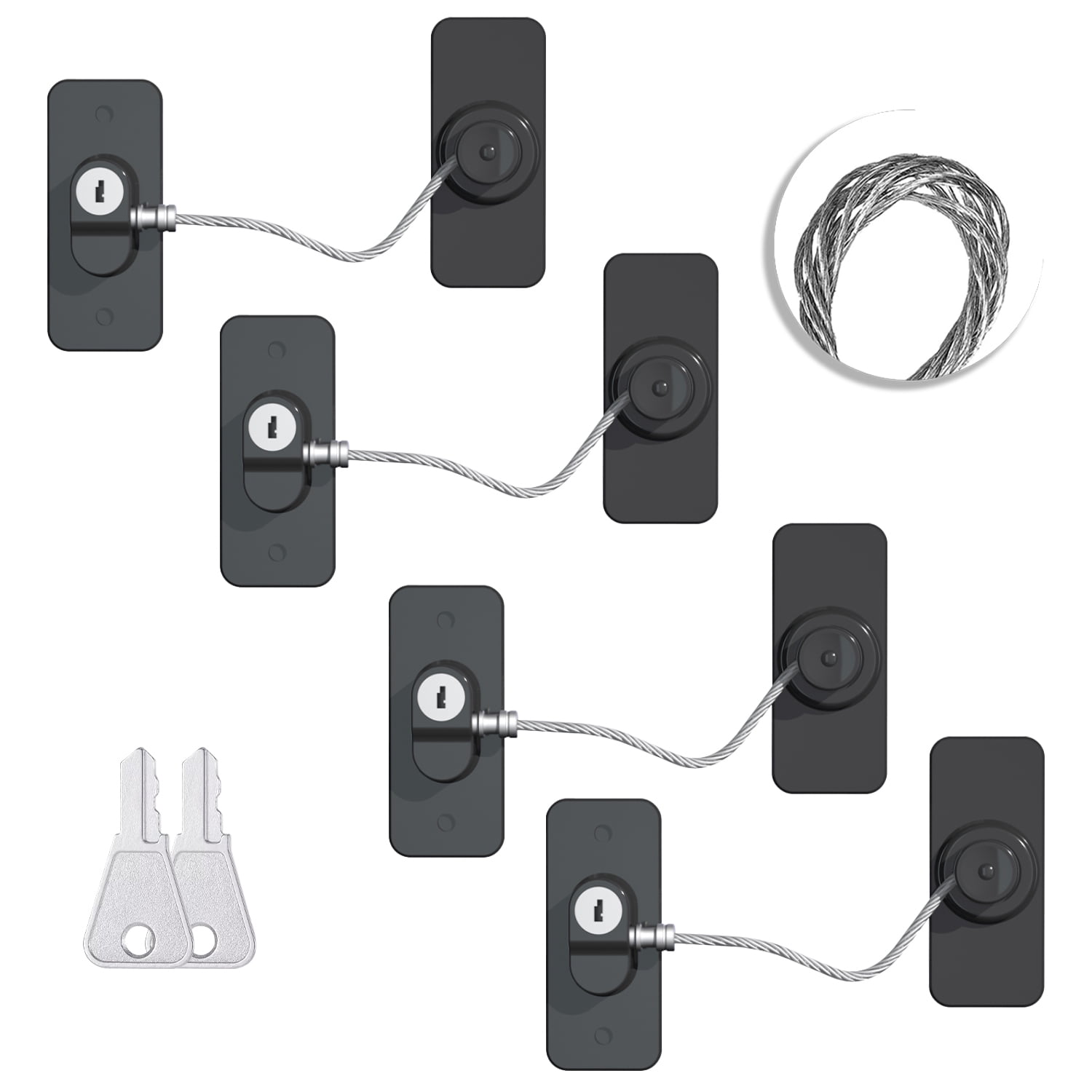 Luniquz 4Pcs Strong Adhesive Refrigerator Door Lock with Keys, Child