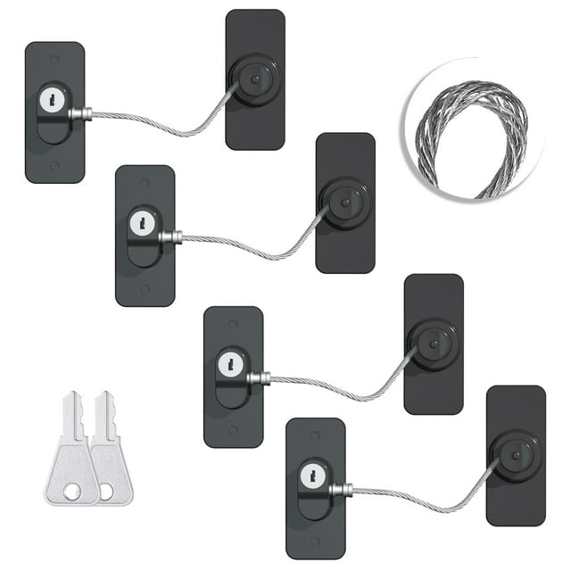 Luniquz 4Pcs Strong Adhesive Refrigerator Door Lock with Keys, Child