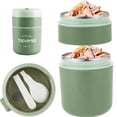 thumbnail image 1 of Luniquz 710ml/24oz Vacuum Insulated Food Thermos for Hot/Cold Food. Stainless Steel Lunch Box with Leak-proof Seal & Spoon(Green), 1 of 9