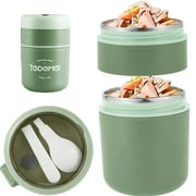 Luniquz 710ml/24oz Vacuum Insulated Food Thermos for Hot/Cold Food. Stainless Steel Lunch Box with Leak-proof Seal & Spoon(Green)