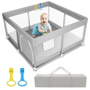 Luniquz Baby Playpen,Large Playpen for Toddlers,Playpen for Babies with Gate Indoor & Outdoor Kids Activity Center with Anti-Slip Base , Sturdy Safety Playpen with Soft Breathable Mesh(50”×50”)