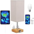 thumbnail image 1 of Luniquz Bedside Lamp, Touch Control Table Lamp with USB A+C Charging Ports & AC Outlet 3-Way Dimmable Nightstand Lamp with Linen Fabric Shade for Bedroom Living Room with Light Bulb Gray, 1 of 7