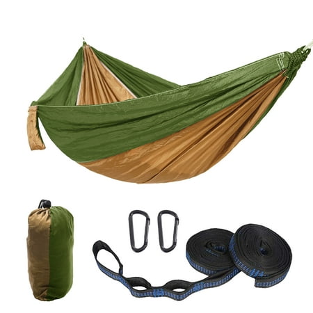 Luniquz Camping Hammock - Portable Hammock Double & Single with 2 Tree Hammock Straps, Travel Hammock Backpacking Nylon Parachute Hammock for Outdoor & Hiking（Olive Green）