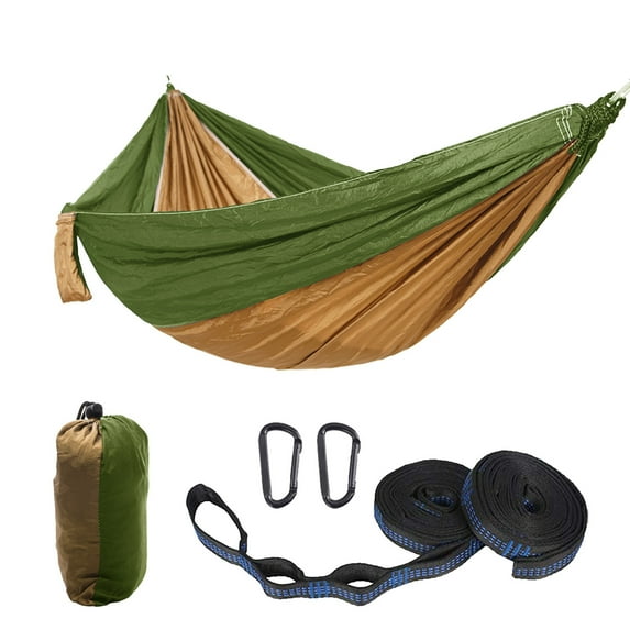 Luniquz Camping Hammock - Portable Hammock Double & Single with 2 Tree Hammock Straps, Travel Hammock Backpacking Nylon Parachute Hammock for Outdoor & Hiking(Olive Green)