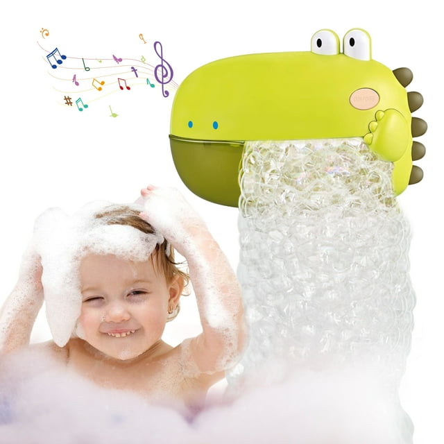 Luniquz Dinosaur Bubble Bath Toy, Green Bathtub Toys for Kids with 12 ...