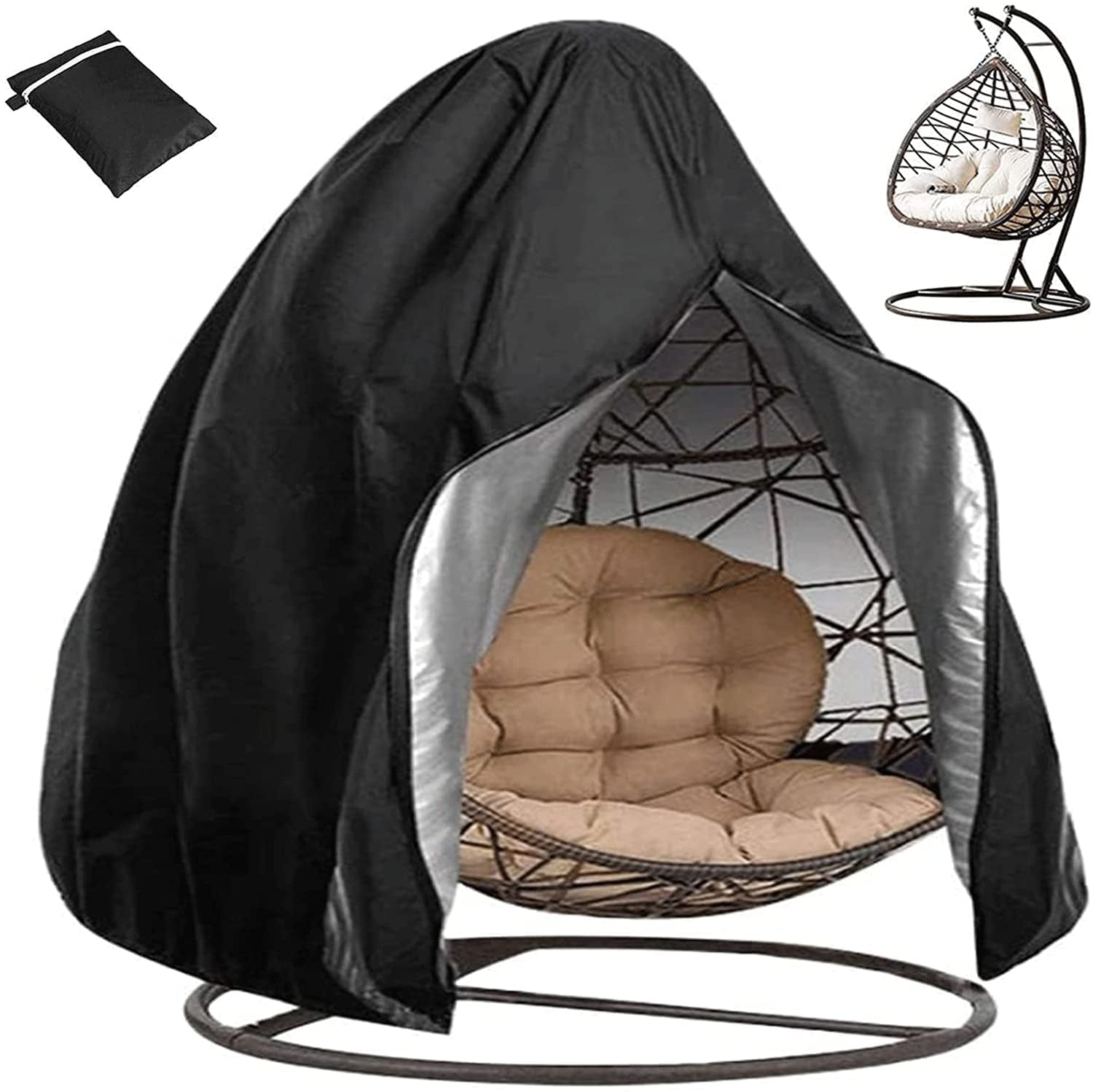 Luniquz Double Seat Egg Chair Cover Waterproof Patio Wicker Swing Chair