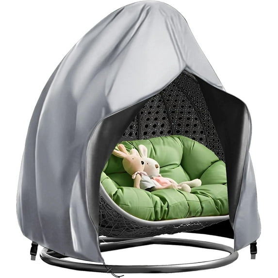 Luniquz Egg Chair Cover 210D Hanging Chair Cover for Double Egg Swing Chair 91X80 Inches Patio Stand Cover Wicker Egg Swing Chair Covers