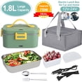 thumbnail image 1 of Luniquz Electric Lunch Box Food Heater 75W High-power 3 in 1 Portable Microwave for Car and Home 12V 24V /110VC Leak Proof 1.8L Removable Stainless Steel Container Fork & Spoon and Carry Bag（Green）, 1 of 8