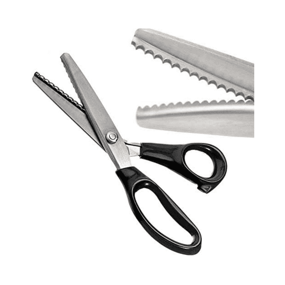 Luniquz Fabric Pinking Shears Craft Scissors,Serrated Scalloped stainless Steel Handled Professional Sewing black Scissors, Scissors for Leather, Tailoring, Paper Crafts Hand shears etc.