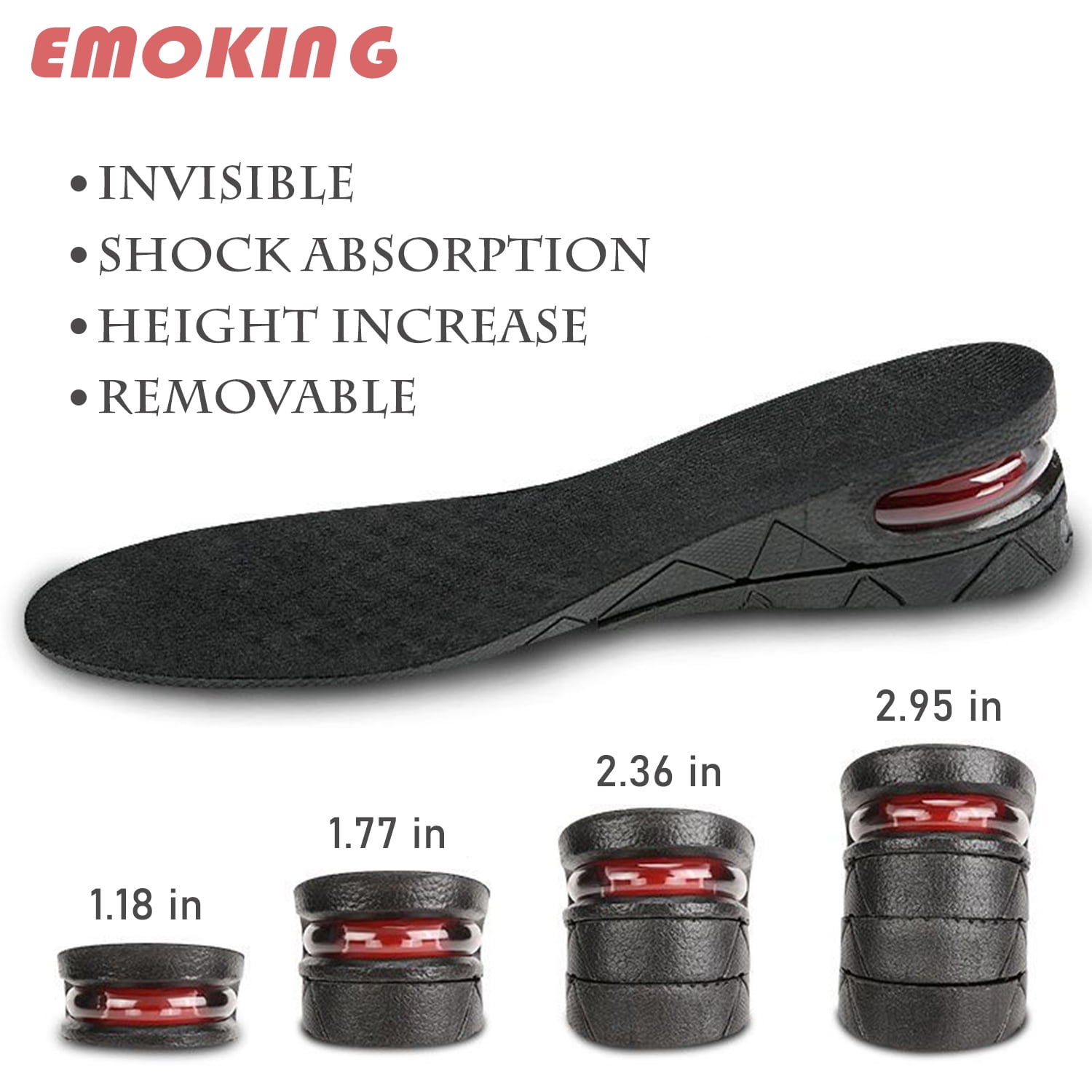 Luniquz Unisex Adjustable Height Increasing Insoles, High Luniquz Unisex Adjustable Height Increasing Insoles, High
