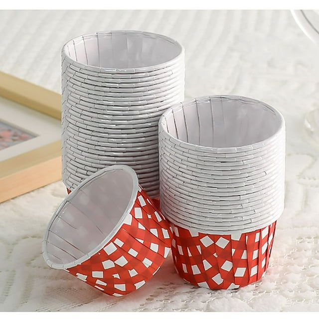 Luniquz Ice Cream Cups Paper Bowls Disposable Gingham Cups Bulk Picnic ...