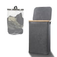 thumbnail image 1 of Luniquz Laundry Hamper with Lid -110L Large Laundry Basket with Bamboo Handles, Portable Clothes Hamper for Dorm Room, Bathroom, Bedroom, Foldable Hamper for Toys, Closet, Clothing, Grey, 1 of 8