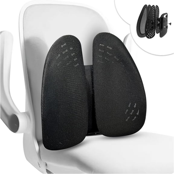 Luniquz Lumbar Support Pillow for Office Chair with Breathable Mesh, Elasticity Spring Lumbar Pillow Adjustable 5 levels Height Desk Chair Back Support Cushion Improve Posture, Low Back Pain Relief