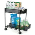 thumbnail image 1 of Luniquz Metal Under Sink Organizers, 2 Tier Bathroom Adjustable Height Cabinet Organizers with wheel , Slide Out Sink Shelf Cabinet with Sliding Drawers for Kitchen, 1 of 7