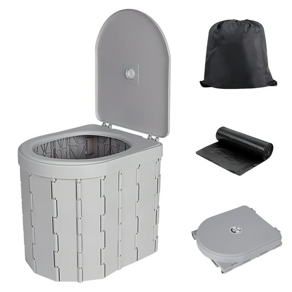 Luniquz Portable Toilet for Camping, Portable Potty for Adults, Porta Potty Travel Toilet Commode Bucket Toilet for Camping, Car, Travel, Outdoor, Hiking, Trips, Tent, Beach, Gray
