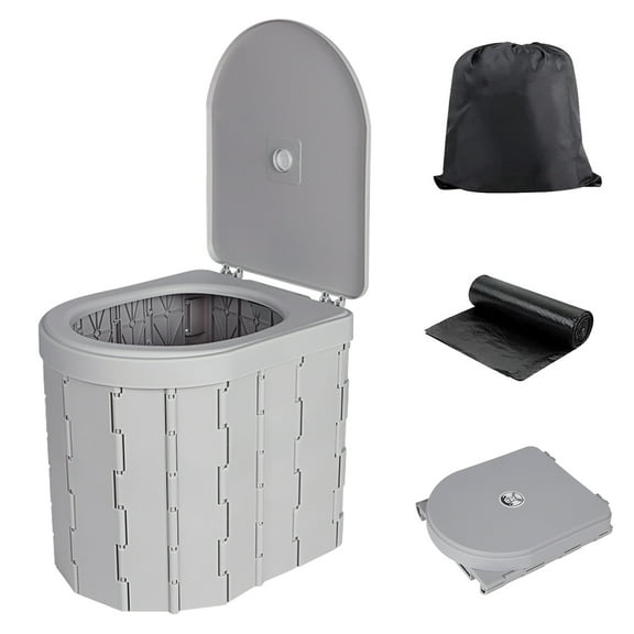 Luniquz Portable Toilet for Camping, Portable Potty for Adults, Porta Potty Travel Toilet Commode Bucket Toilet for Camping, Car, Travel, Outdoor, Hiking, Trips, Tent, Beach, Gray
