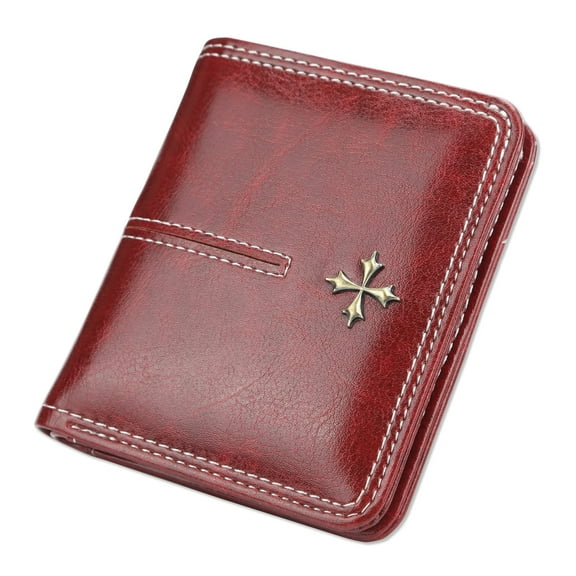 Luniquz Slim Womens Wallet Leather Small Wallet For Women Rfid Blocking Credit Card Holder Wallets For Women With Zipper Coin Purse And Id Card Window (Red)