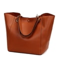 thumbnail image 1 of Luniquz Tote Handbags for Women Large Capacity Work PU Leather Bucket Purse Designer Satchel Hobo Shoulder Bags-Brown, 1 of 6