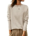thumbnail image 1 of Luniro 100% Wool Sweaters for Women Long Sleeve Work Business Casual Basic Sweater 2025 Fall Tops, 1 of 6