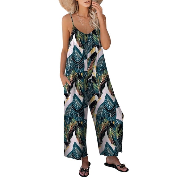 Luniro Jumpsuits for Women Spaghetti Strap Wide Leg Boho Jumpsuit Casual Summer Dressy Rompers 2026
