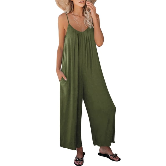 Luniro Jumpsuits for Women Spaghetti Strap Wide Leg Boho Jumpsuit Casual Summer Dressy Rompers 2026