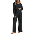 thumbnail image 1 of Luniro Lounge Sets for Women Fall Pajamas Set Ribbed Knit Long Sleeve Top Pants 2 Piece Outfits, 1 of 8