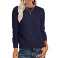 thumbnail image 1 of Luniro Women Long Sleeve Crewneck Sweater Soft Basic Knit Loose Fit Pullover Top Lightweight Sweaters, 1 of 7