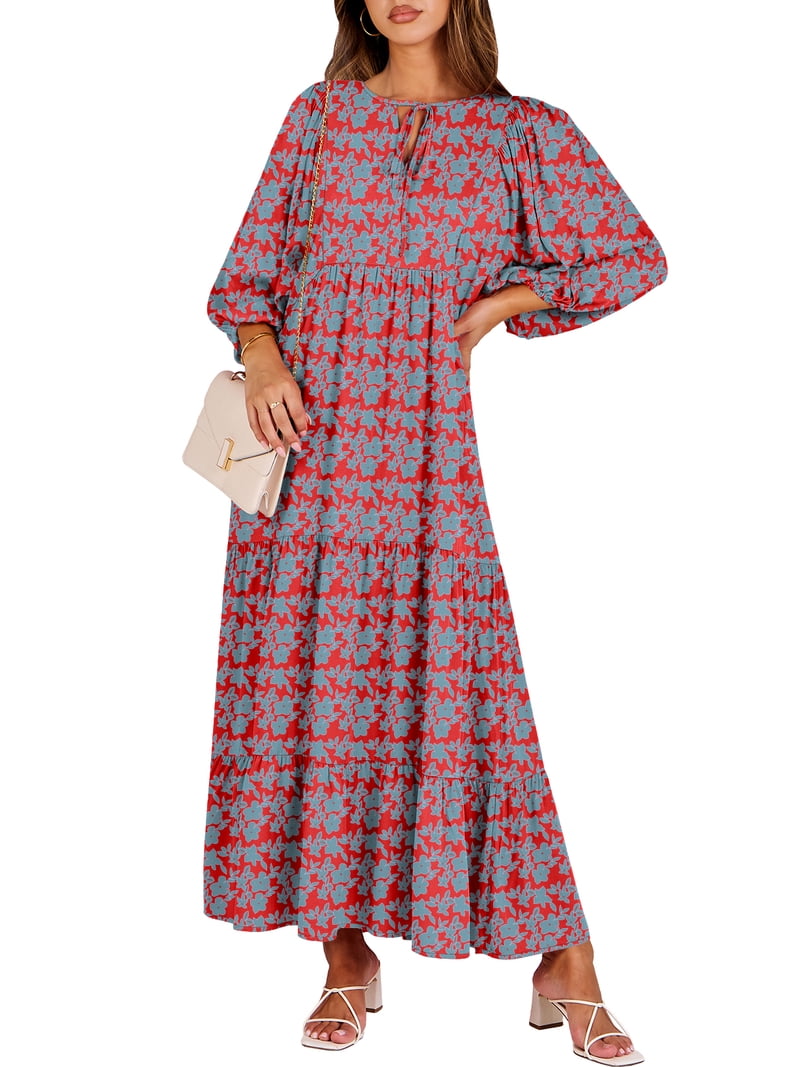 Luniro Boho Maxi Dresses for Women Floral Flowy Loose Fit 3/4 Sleeve Fall Summer Wedding Guest Dress - Walmart.com Luniro Boho Maxi Dresses for Women Floral Flowy Loose Fit 3/4 Sleeve Fall Summer Wedding Guest Dress - Walmart.com
