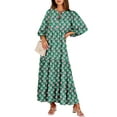 thumbnail image 1 of Luniro Boho Maxi Dresses for Women Floral Flowy Loose Fit 3/4 Sleeve Fall Summer Wedding Guest Dress, 1 of 9