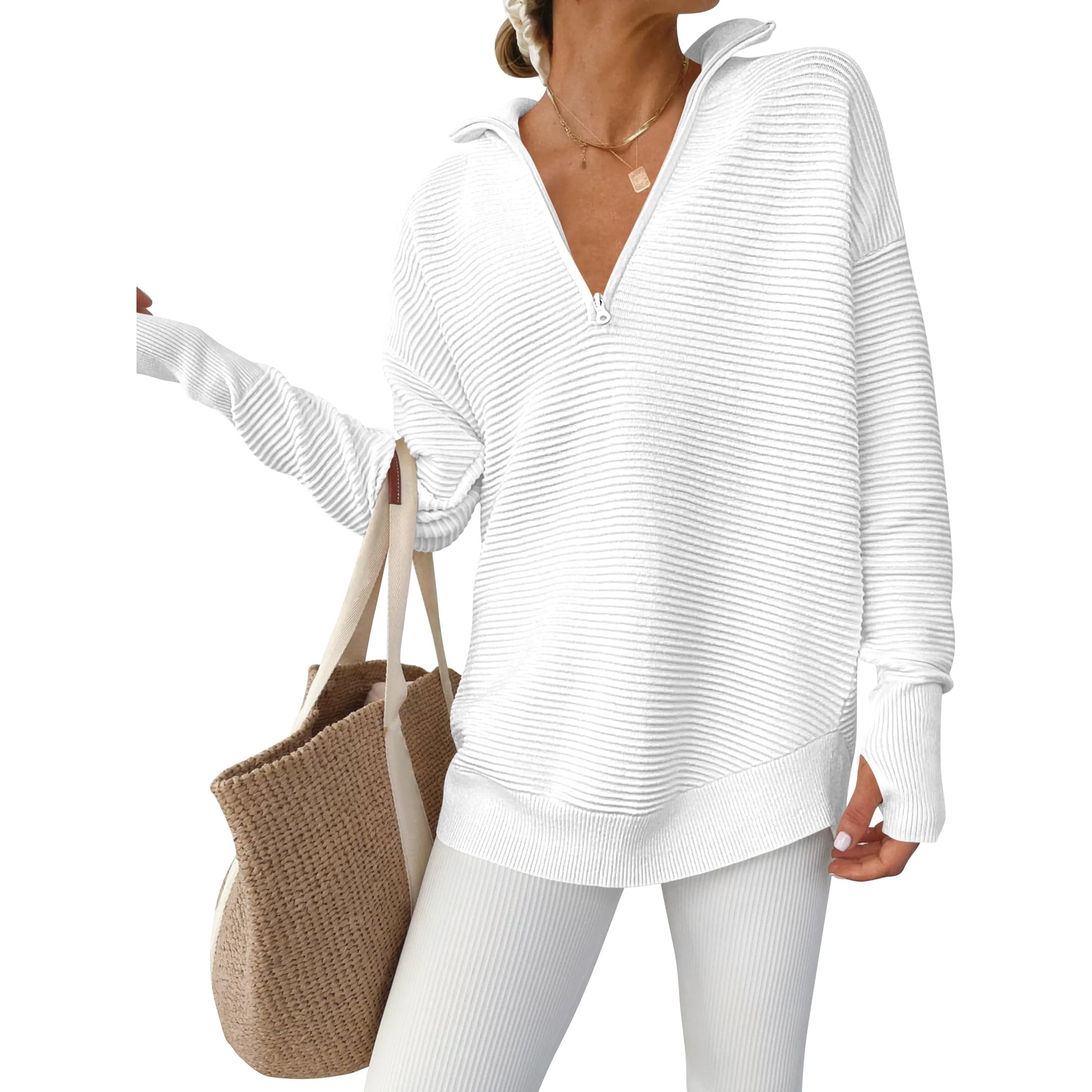 Luniro Womens Quarter Zip Sweater
