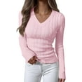 thumbnail image 1 of Luniro Women's Cable Knit Sweater V Neck Pullover Sweaters Fall Tops Business Casual Outfits Clothes, 1 of 9