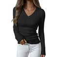 thumbnail image 1 of Luniro Women's Cable Knit Sweater V Neck Pullover Sweaters Fall Tops Business Casual Outfits Clothes, 1 of 9