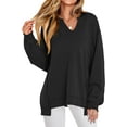 thumbnail image 1 of Luniro Women's Oversized Sweatshirts Long Sleeve V Neck Shirt Loose Trendy Fall Pullover Tops Size S-XXL, 1 of 9