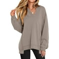thumbnail image 1 of Luniro Women's Oversized Sweatshirts Long Sleeve V Neck Shirt Loose Trendy Fall Pullover Tops Size S-XXL, 1 of 9