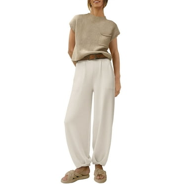 Luniro Womens 2 Piece Matching Sets Sweater Top Lounge Casual Pants Set Summer Travel Outfits 2025