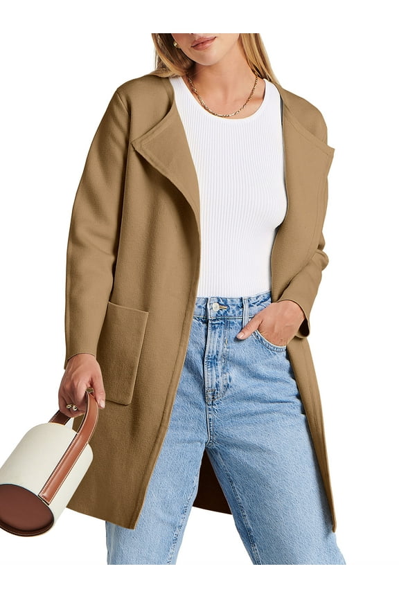 Womens Fall Jackets Oversized Trench Coat Open Front Casual Long Cardigan Sweater Clothing