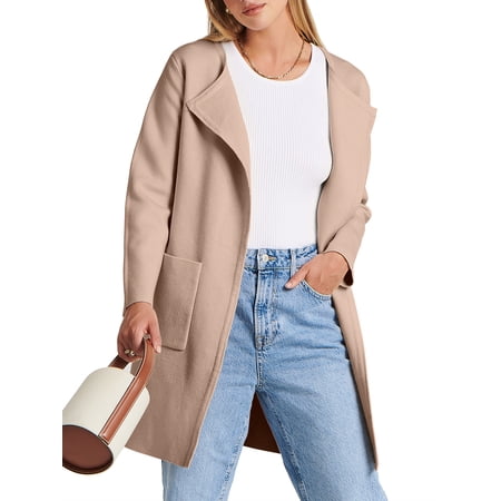 Luniro Womens Fall Jackets Oversized Trench Coat Open Front Casual Long Cardigan Sweater Clothing