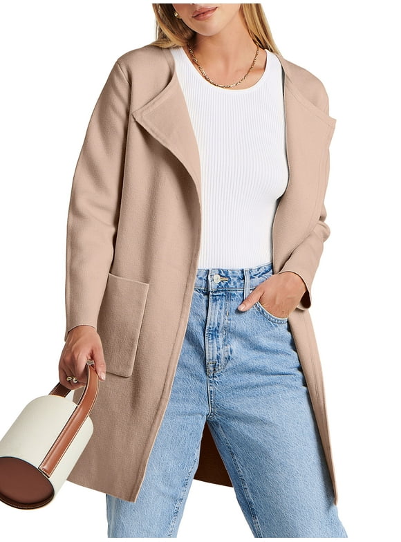 Womens Fall Jackets Oversized Trench Coat Open Front Casual Long Cardigan Sweater Clothing