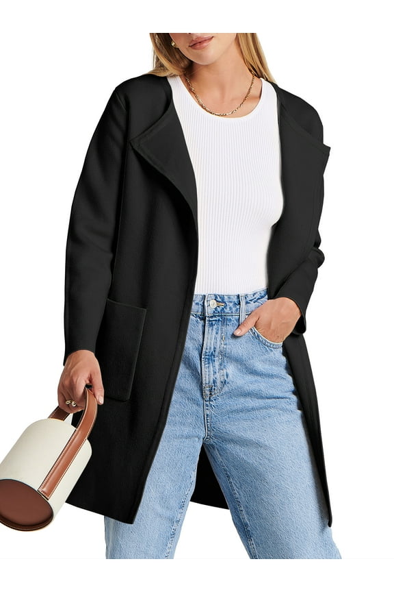 Womens Fall Jackets Oversized Trench Coat Open Front Casual Long Cardigan Sweater Clothing