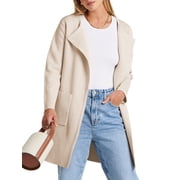 Luniro Womens Fall Jackets Oversized Trench Coat Open Front Casual Long Cardigan Sweater Clothing