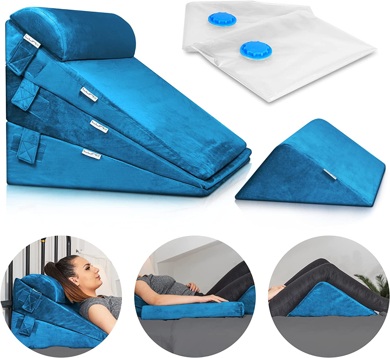 Lunix LX11 Adjustable 5pcs Orthopedic Bed Wedge Pillow Set Post Surgery