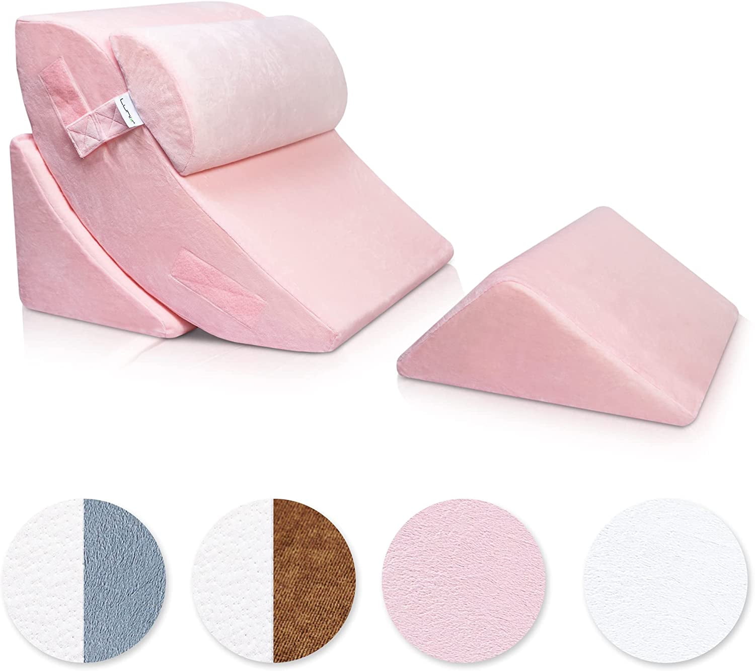 Lunix LX5 4pcs Orthopedic Bed Wedge Pillow Set Post Surgery Memory Foam
