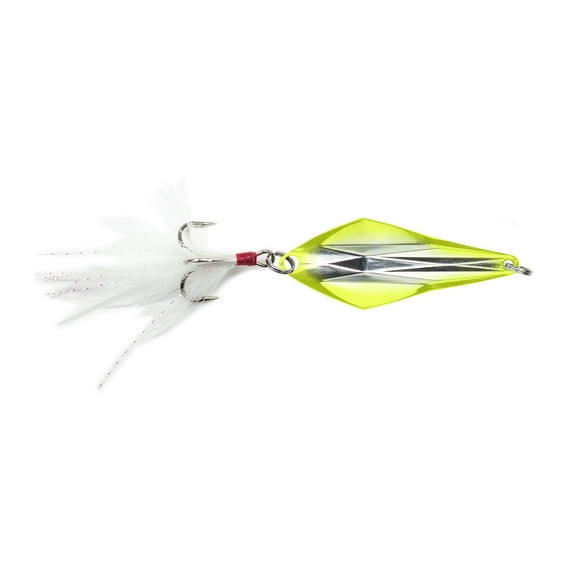 Lunkerhunt Rattle Spud Jigging Spoon, Silver & Chartreuse