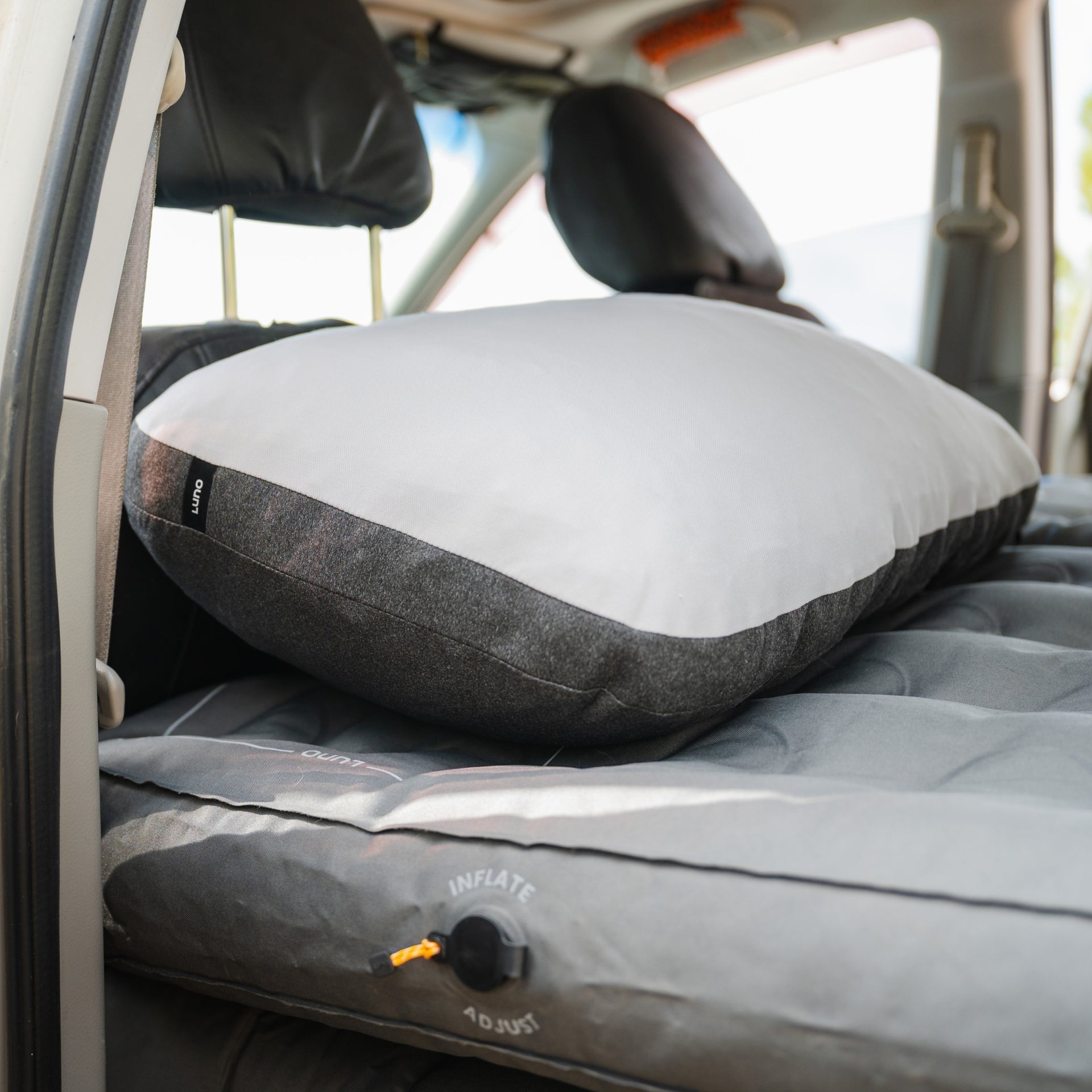 Large Gray and White Memory Foam Travel Pillow